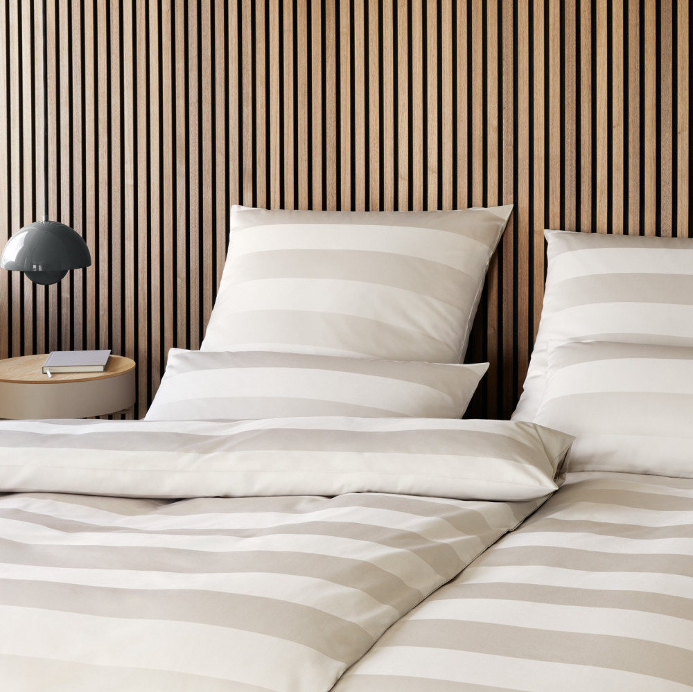 elegante Mako-Satin Bettwäsche 'En Bloc' 135 x 200 cm Kiesel